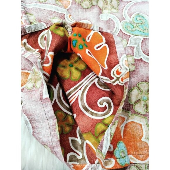 Barefoot in Paradise Cotton Floral Hawaiin Short Sleeve Polo Shirt Men's L Tall - Picture 6 of 12